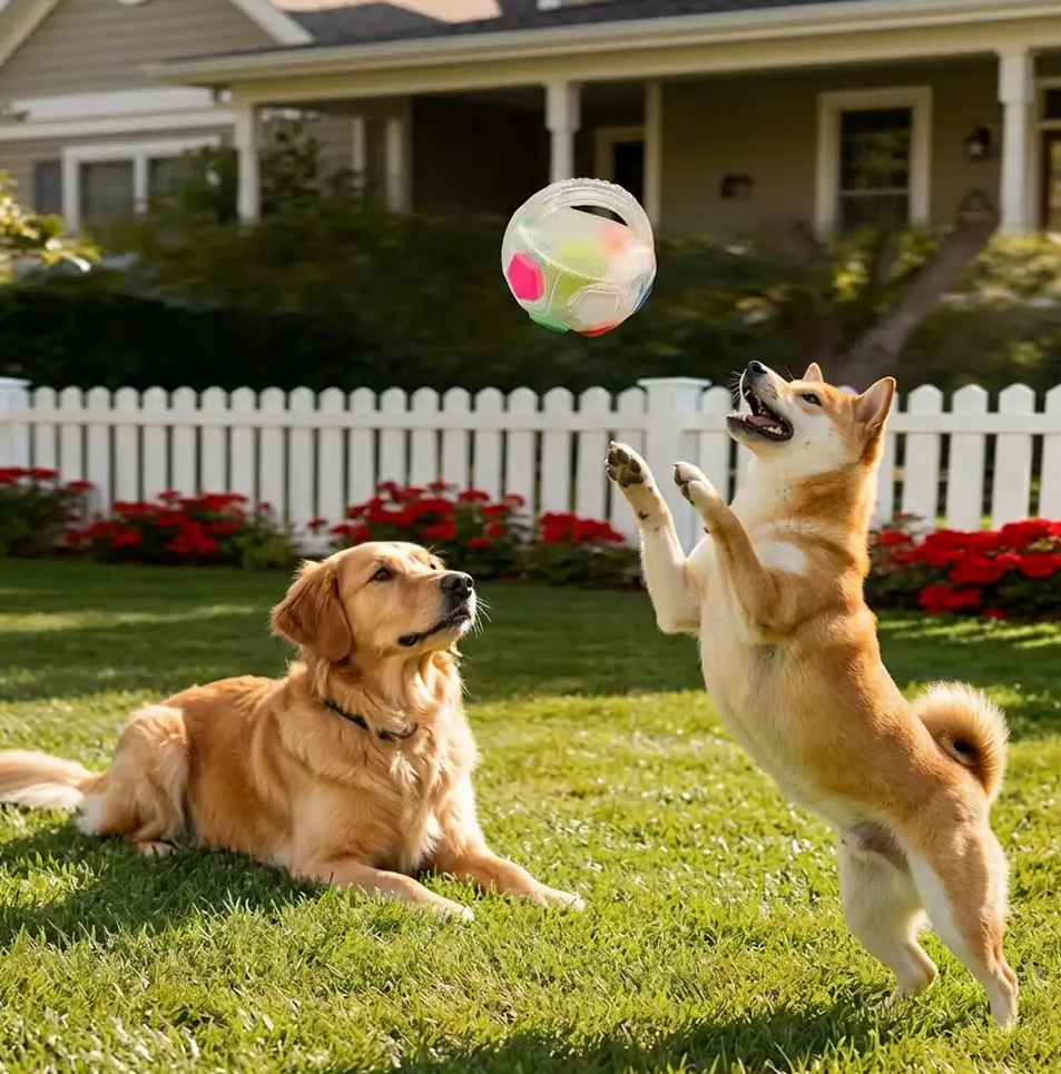 PAWLORAK  Dog Soccer Ball with Handle Floating Chew Toy