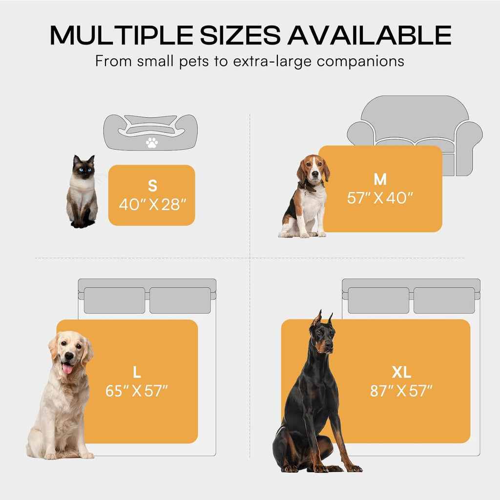 PAWLORAK Waterproof Bed Blanket Washable, Soft Sherpa Fleece Puppy Reversible Throw Blankets for Small, Medium Dog Cat, Furniture Cover Protector Couch from Liquid Pee and Pet Fur,Light Grey,57" x 40"