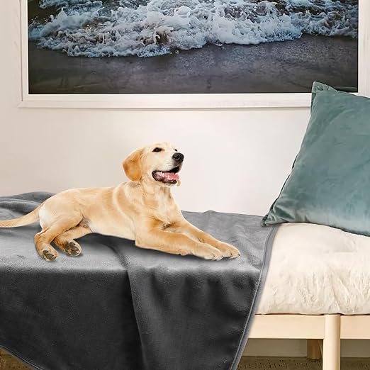 PAWLORAK Dog Blanket Washable for Puppy: 4 Packs Dog Blankets 40”x28” - Fluffy Soft Small Throw for Cat Puppy Kitten Dogs - Fleece Pet Blankets for Bed Sofa Car and Indoor - Grey and Khaki