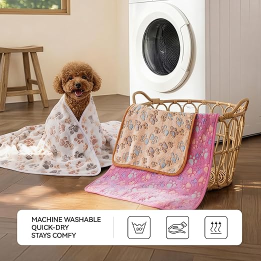 PAWLORAK 1 Pack 3 Blankets Super Soft Fluffy Premium Fleece Dog Blankets for Puppy Cat Pet Blanket Flannel Throw Warm Sleep Dog Paw-3pcs 23x16 inch
