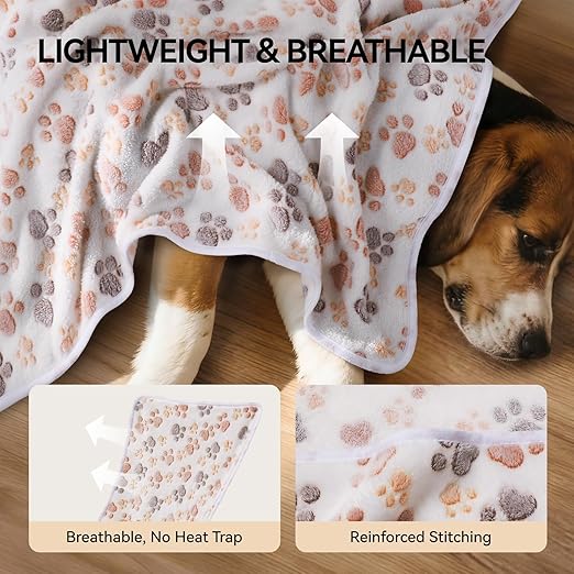PAWLORAK 1 Pack 3 Blankets Super Soft Fluffy Premium Fleece Dog Blankets for Puppy Cat Pet Blanket Flannel Throw Warm Sleep Dog Paw-3pcs 23x16 inch