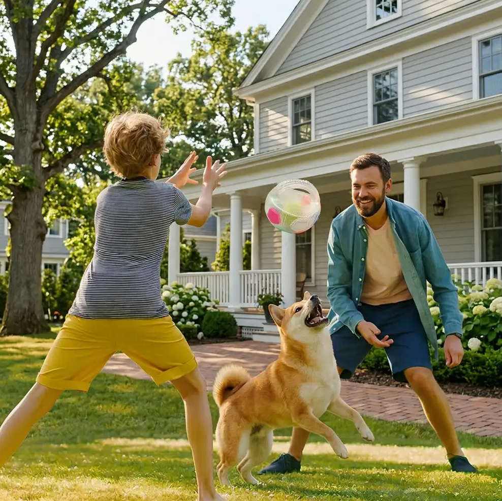 PAWLORAK  Dog Soccer Ball with Handle Floating Chew Toy
