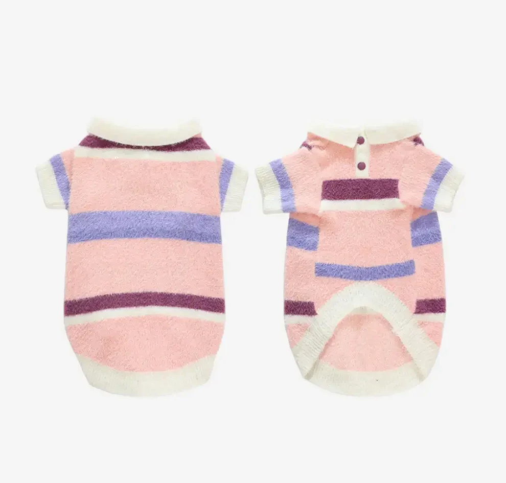 PAWLORAK  Color-Blocked Striped Faux Mink Fur Warm Dog Sweater Suitable For Small Dogs