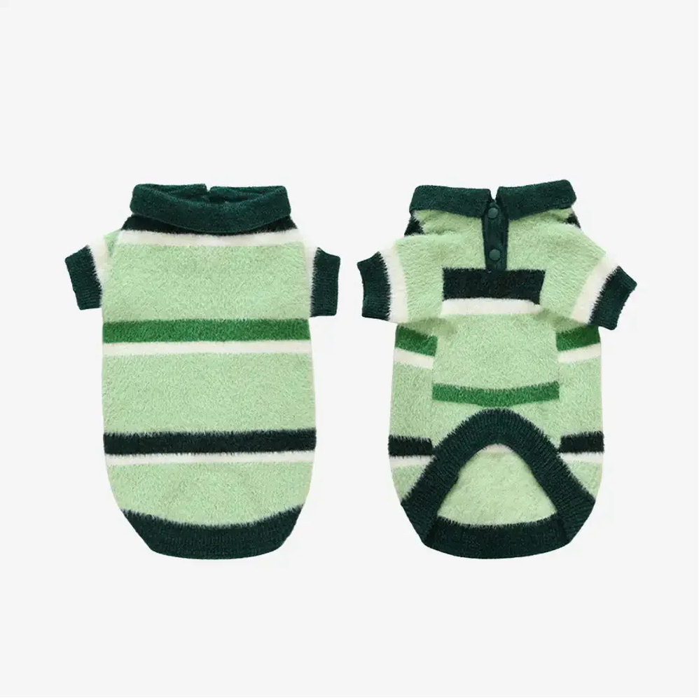PAWLORAK  Color-Blocked Striped Faux Mink Fur Warm Dog Sweater Suitable For Small Dogs