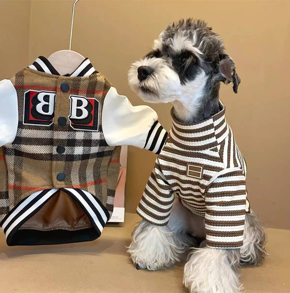 PAWLORAK  Plaid Baseball Dog Jacket – Sporty and Stylish Outerwear for Dogs