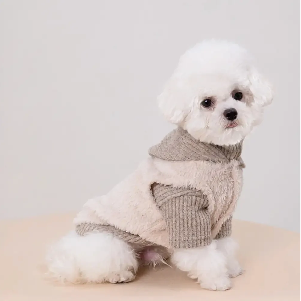 PAWLORAK  Plush Coat & Matching Turtleneck Sweater Two-Piece Dog Outfit Set