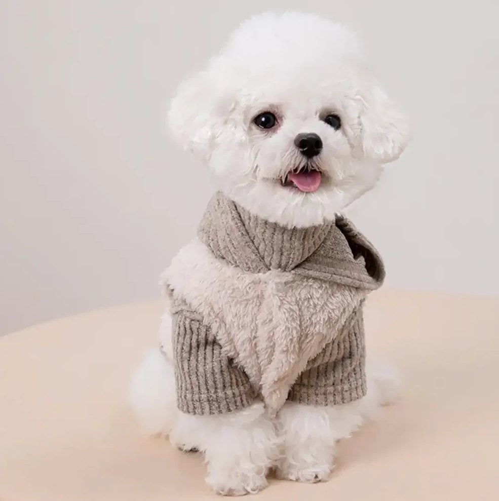 PAWLORAK  Plush Coat & Matching Turtleneck Sweater Two-Piece Dog Outfit Set