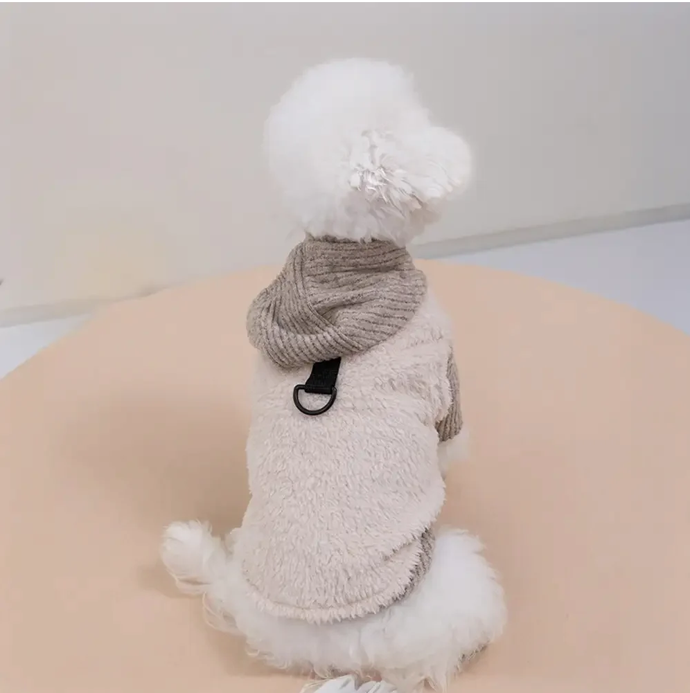 PAWLORAK  Plush Coat & Matching Turtleneck Sweater Two-Piece Dog Outfit Set