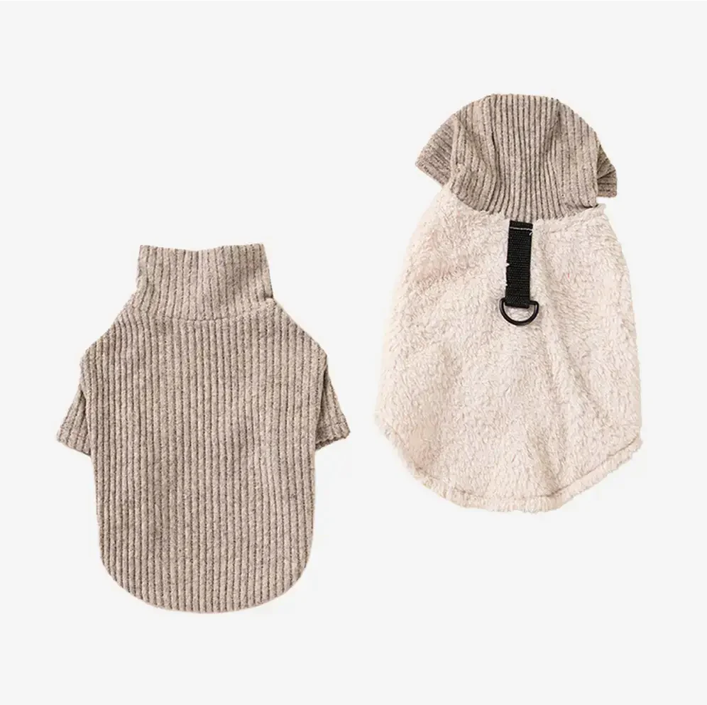 PAWLORAK  Plush Coat & Matching Turtleneck Sweater Two-Piece Dog Outfit Set