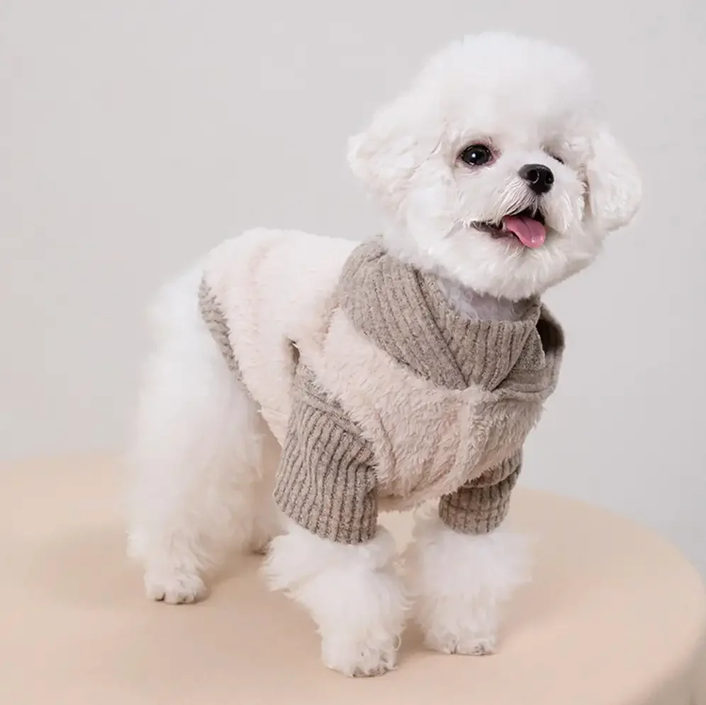 PAWLORAK  Plush Coat & Matching Turtleneck Sweater Two-Piece Dog Outfit Set