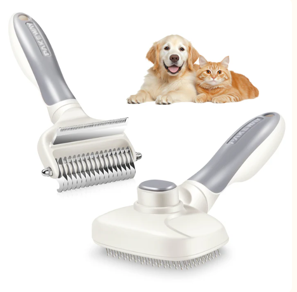PAWLORAK  3 in 1 Dog Cat Grooming Brush, Double-Sided Deshedding