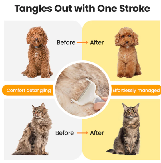 PAWLORAK  3 in 1 Dog Cat Grooming Brush, Double-Sided Deshedding