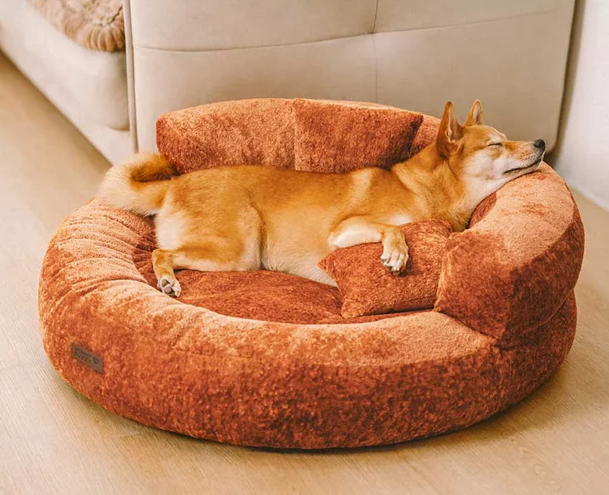 PAWLORAK  Luxe Diamond Velvet Removable Orthopedic Donut Dog Bed With Pillow - DreamNest