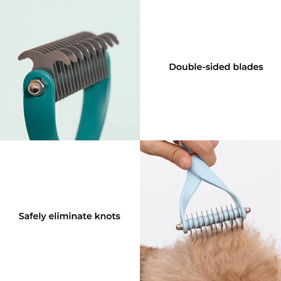 PAWLORAK  Pet Safe Dematting Comb Rake - Double Sided Blades
