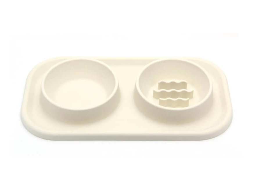 PAWLORAK  Silicone Dual Bowl Slow Feeder Pet Bowl