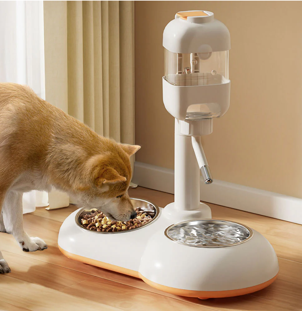 PAWLORAK  Pet Feeding Bowl Station Food Dispenser With Automatic Water