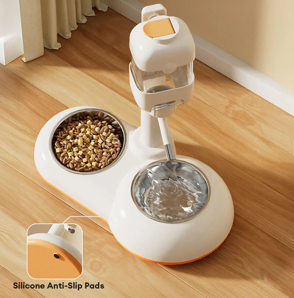 PAWLORAK  Pet Feeding Bowl Station Food Dispenser With Automatic Water