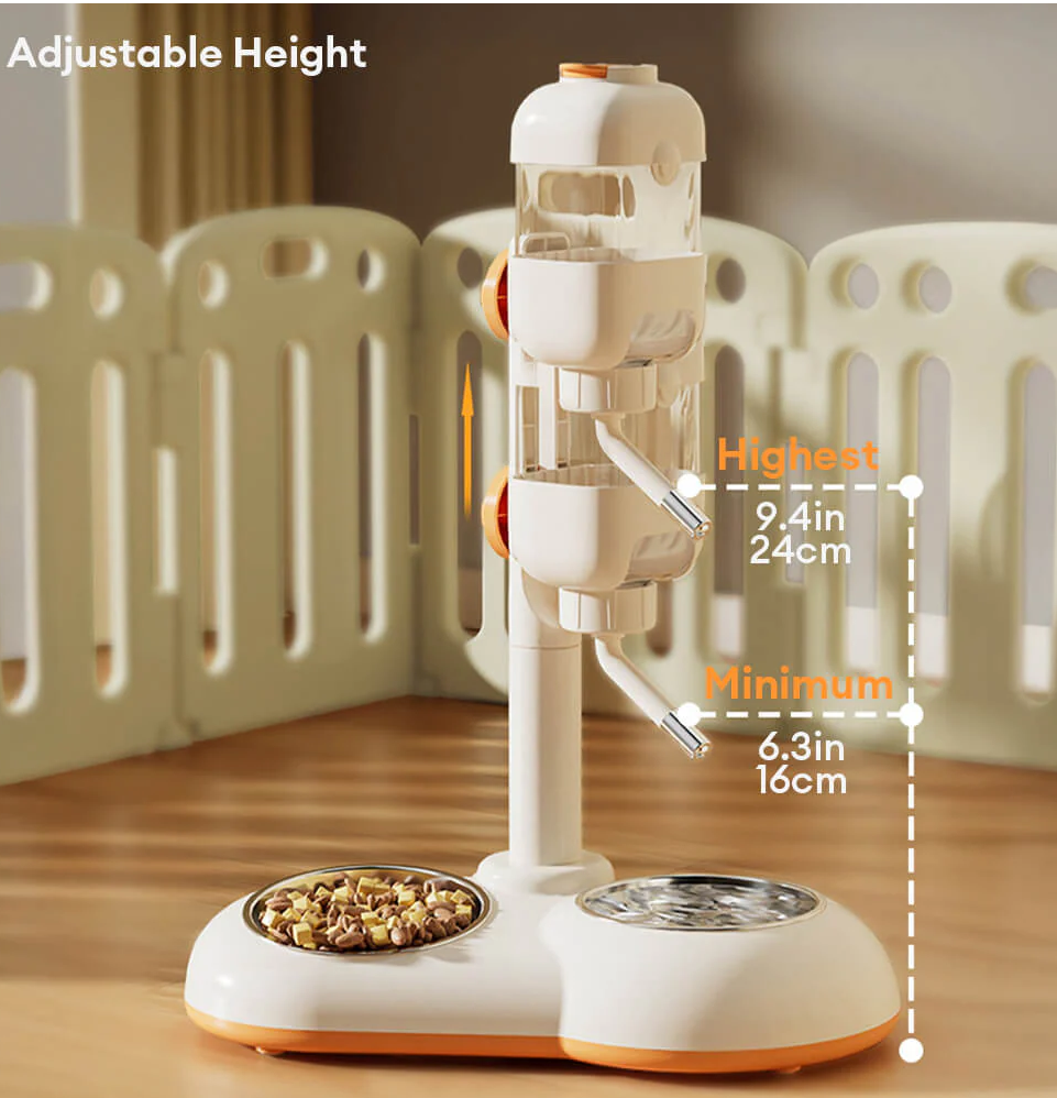 PAWLORAK  Pet Feeding Bowl Station Food Dispenser With Automatic Water