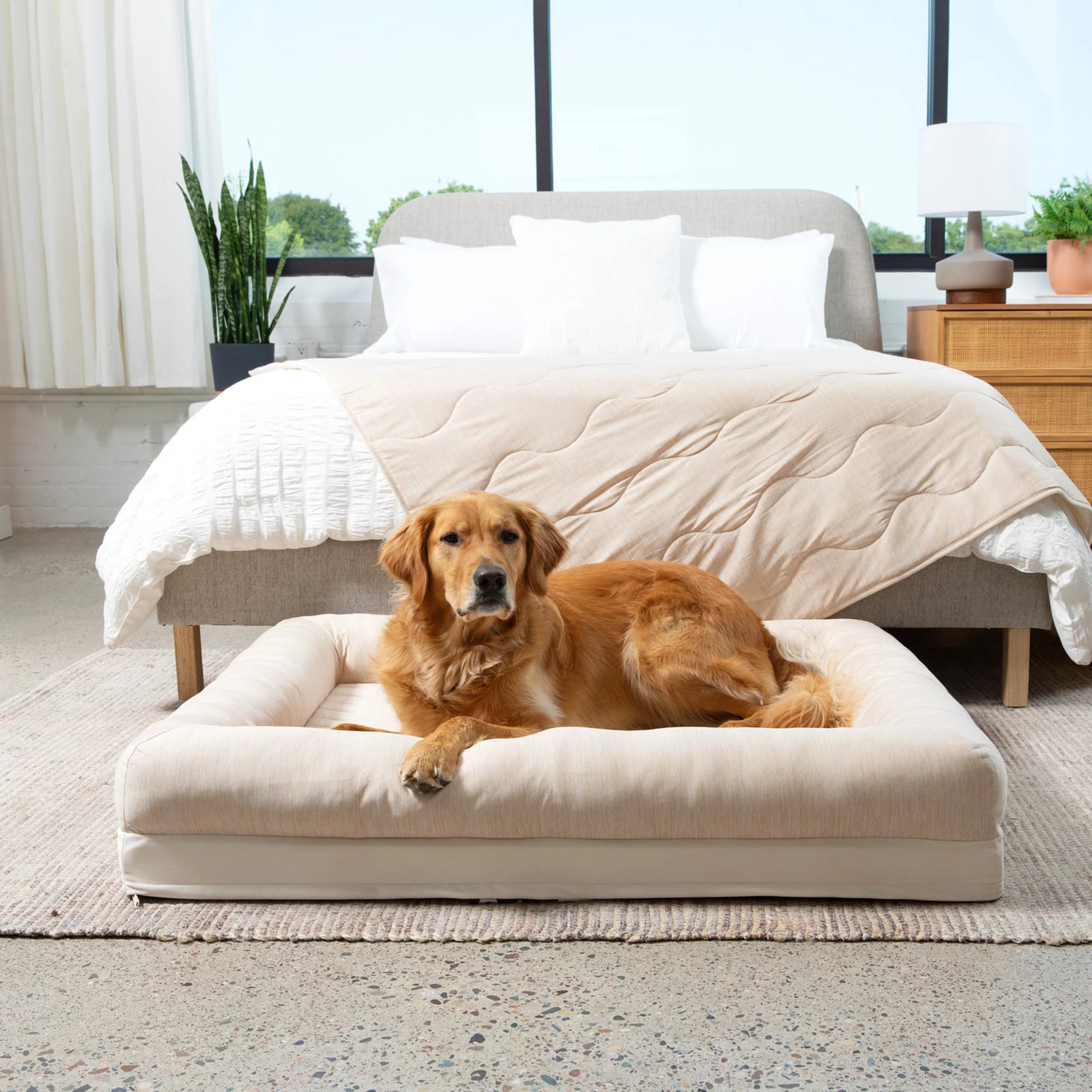 PAWLORAK  Cooling 4-Bolster Dog Bed - Arctic Sand