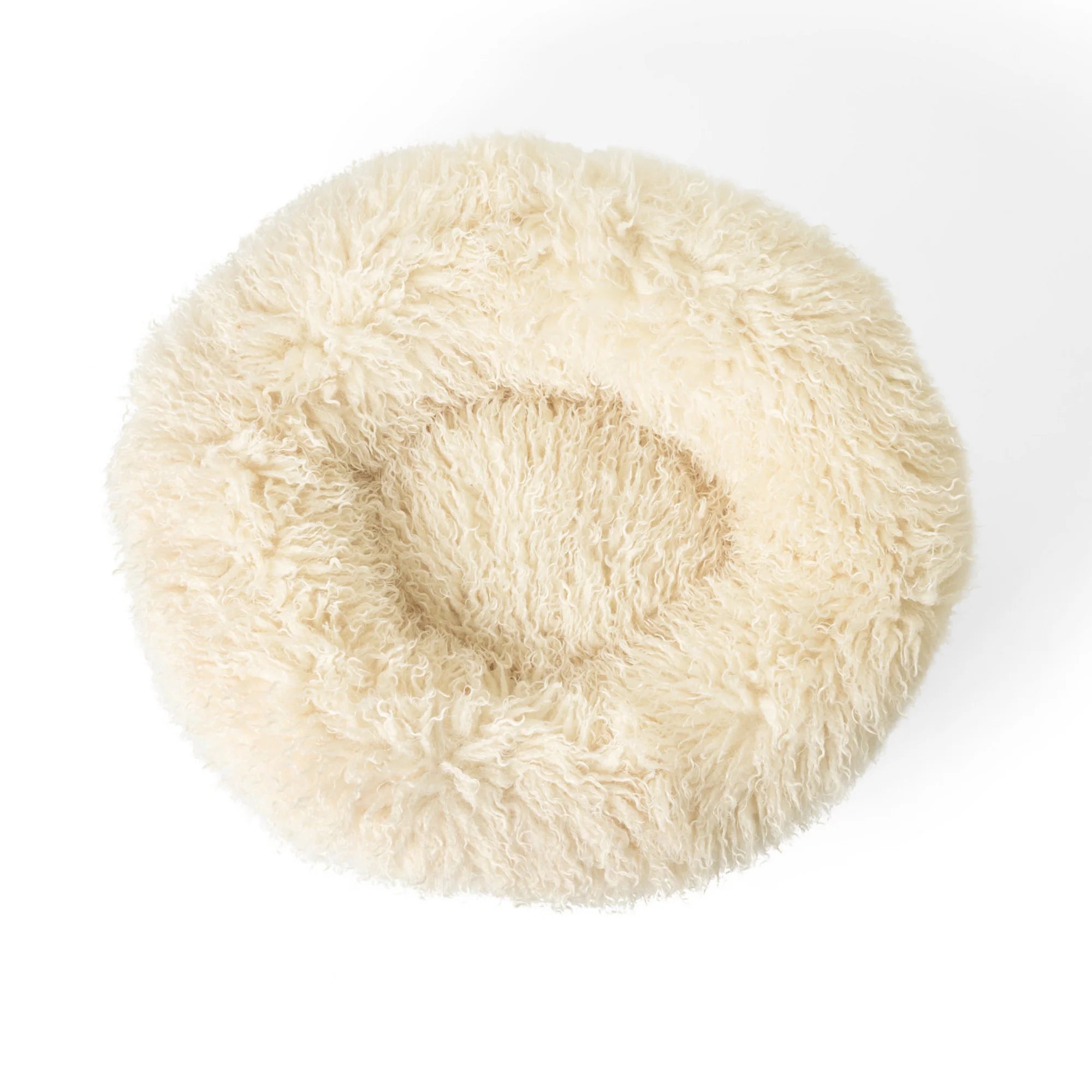 PAWLORAK  Luxe Faux Fur Donut Dog Bed - Plush Sheep Ivory