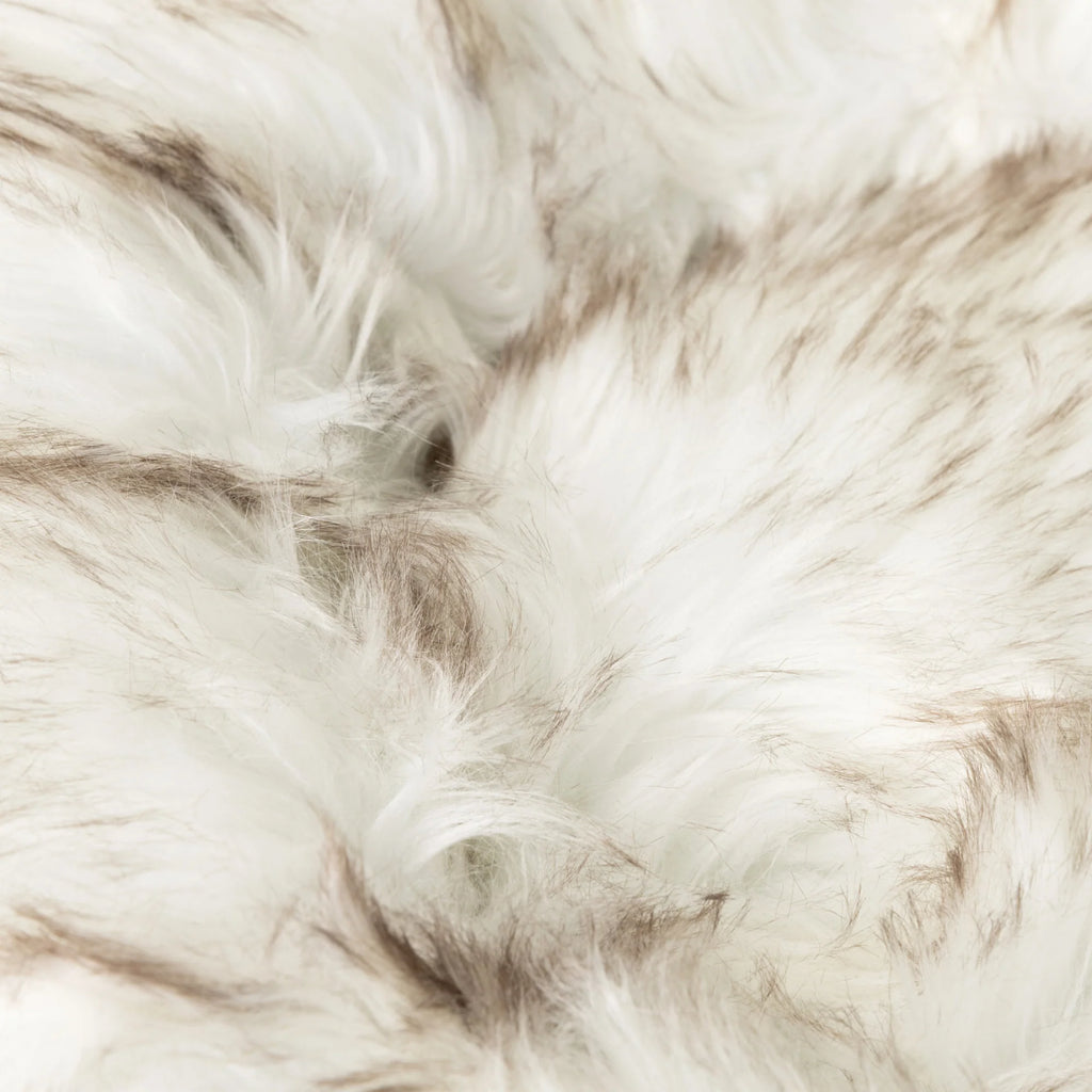 PAWLORAK  Faux Fur Donut Dog Bed - White with Brown Accents