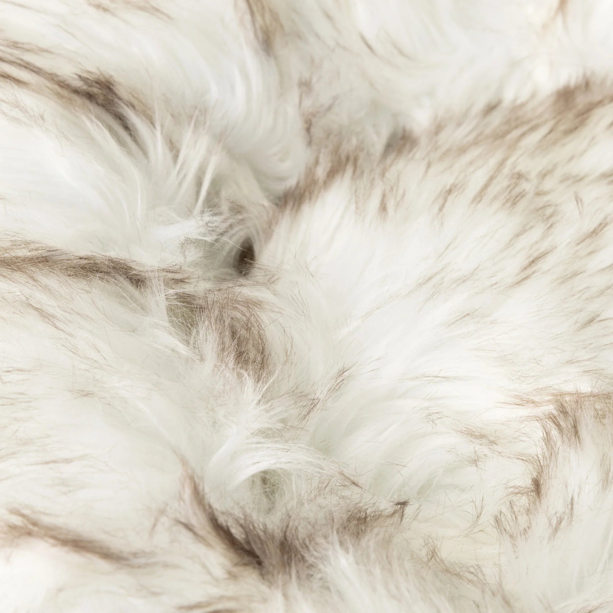 PAWLORAK  Faux Fur Donut Dog Bed - White with Brown Accents