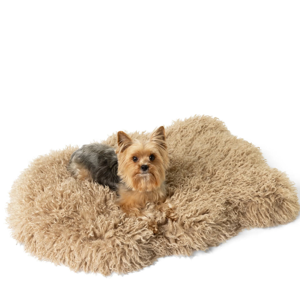 PAWLORAK  LUXE FAUX FURORTHOPEDIC DOG BED - PLUSHSHEEP TAN
